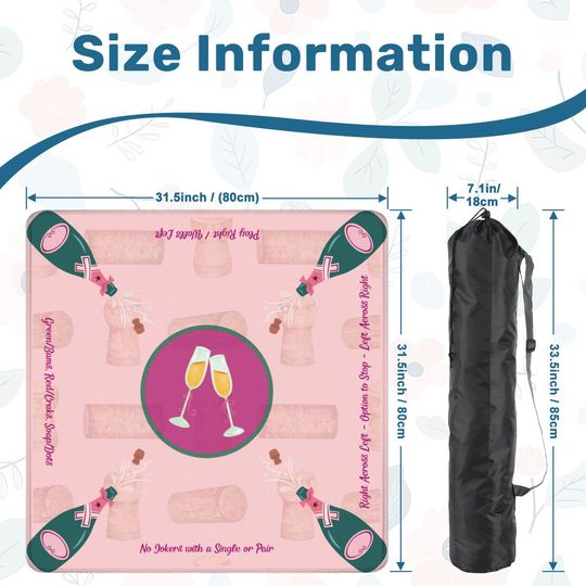 Champagne Toast with Instructions Mahjong Mat with Printed Mahj