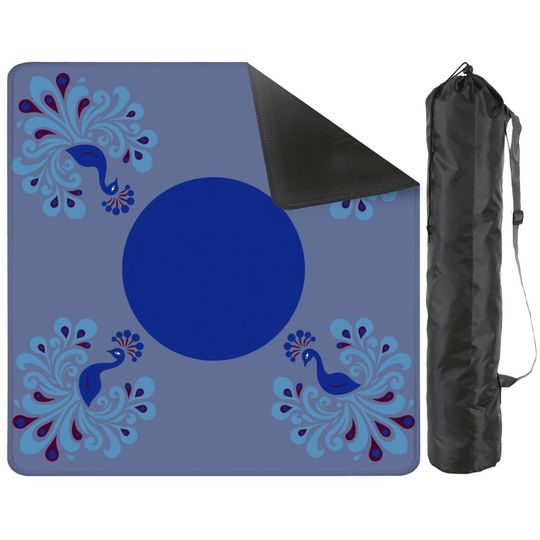 Preppy Peacock Mahjong Mat with Border: Mahj Game Tabletop
