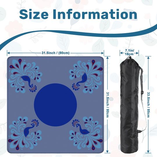 Preppy Peacock Mahjong Mat with Border: Mahj Game Tabletop