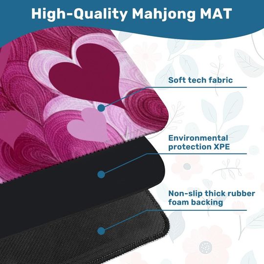 Multi Hearts Mahjong Mat: Mahj Game Tabletop