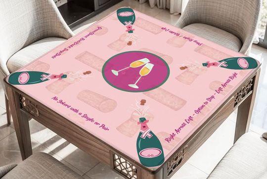 Champagne Toast with Instructions Mahjong Mat with Printed Mahj