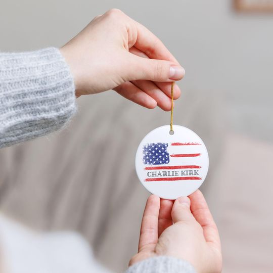 Charlie Kirk, Patriotic Ceramic Ornament for Charitable Events, Home Decor, Gift for Veterans, July 4th Decoration, Memorial Day