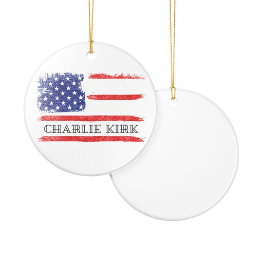 Charlie Kirk, Patriotic Ceramic Ornament for Charitable Events, Home Decor, Gift for Veterans, July 4th Decoration, Memorial Day