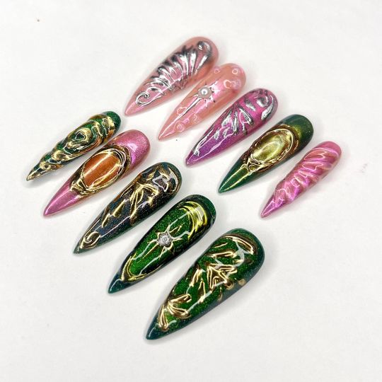 Wicked Elphaba & Galinda Inspired Press On Nail - Wicked Merch - Mother's Day Gift