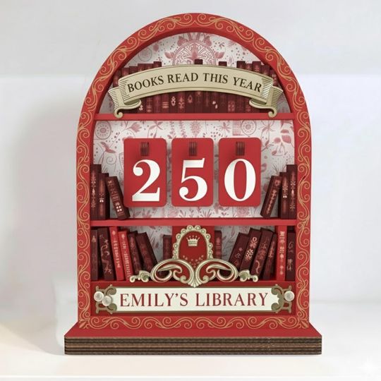 Vintage Books Read Tracker Personalized Reading Counter Sign for Book Lovers, Custom Library Decor