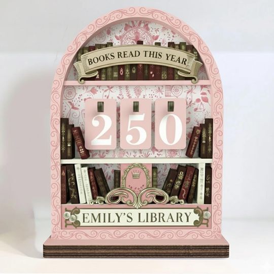Vintage Books Read Tracker Personalized Reading Counter Sign for Book Lovers, Custom Library Decor