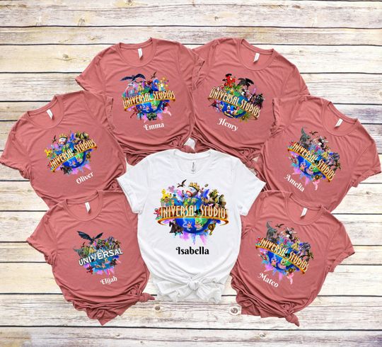 Custom Universal Studios 2026 Family Vacation Shirts  Personalized Any Text Name Tee  Matching Disney & Marvel Characters