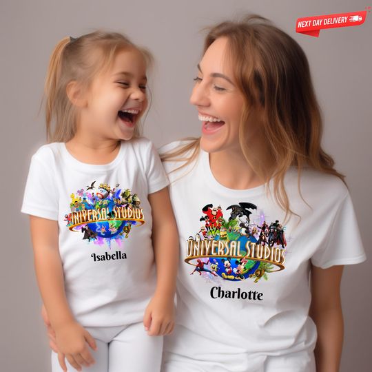 Custom Universal Studios 2026 Family Vacation Shirts  Personalized Any Text Name Tee  Matching Disney & Marvel Characters