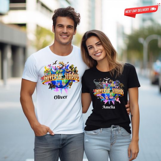 Custom Universal Studios 2026 Family Vacation Shirts  Personalized Any Text Name Tee  Matching Disney & Marvel Characters
