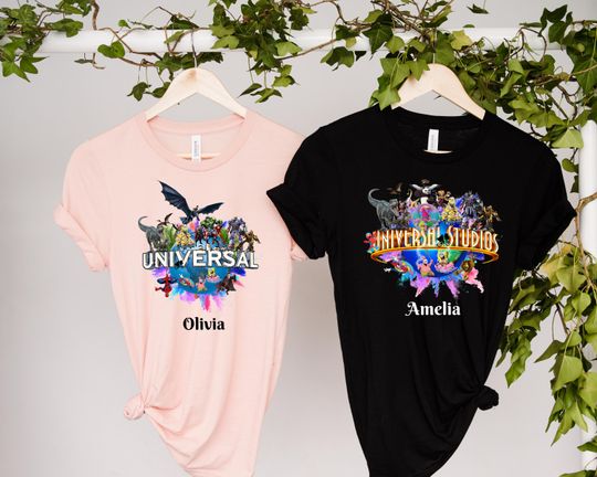 Custom Universal Studios 2026 Family Vacation Shirts  Personalized Any Text Name Tee  Matching Disney & Marvel Characters