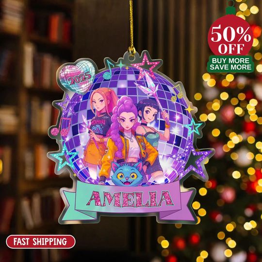 Personalized Huntrix Christmas Acrylic Ornament, Huntrix Christmas 2D FLAT
