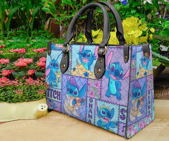 Stitch Cartoon Leather Bag Handbag, Stitch  Lovers Handbag, Women Crossbody Bag