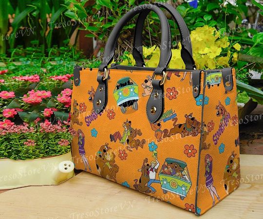 Scooby doo Cartoon Women Leather Handbag, Scooby doo Lover's Handbag, Gift For Mom.