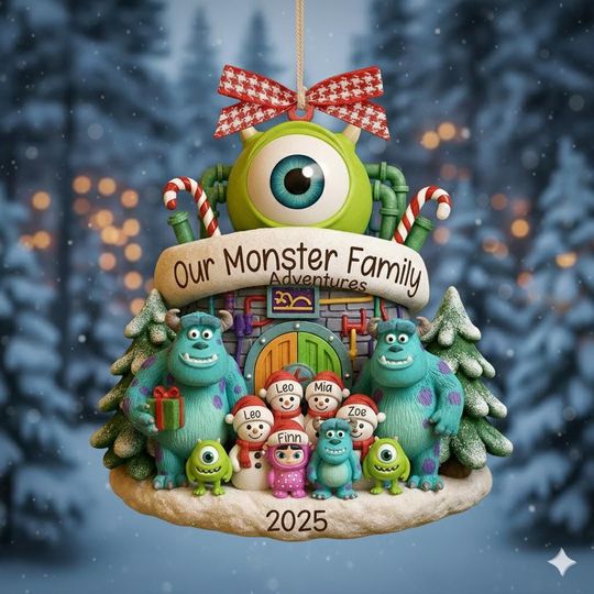 Personalized Monsters Inc. Family Christmas Acrylic Ornament