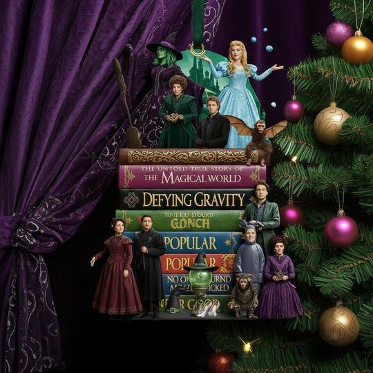 Wicked Book Musical Ornament, Elphaba Glinda Book Stack Keepsake