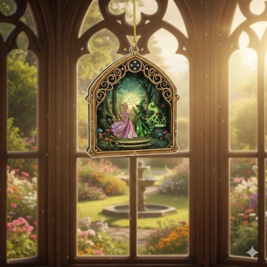 Wicked Witch Acrylic Christmas Ornament: Elphaba & Glinda Keepsake