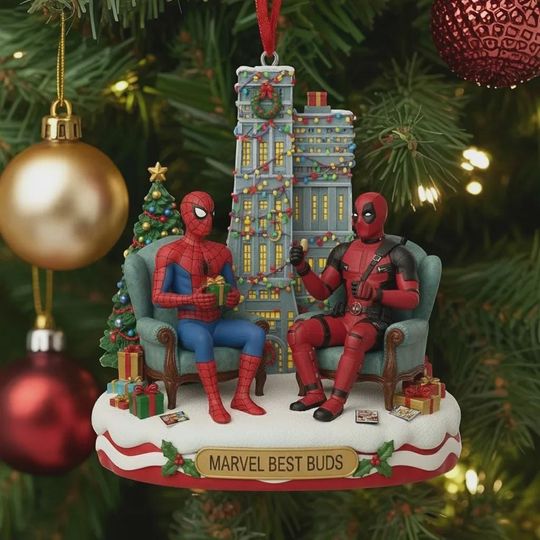 Personalized Marvel Spiderman Ornament, Personalized Marvel Avengers Ornament, Spiderman Besties Christmas Ornament, Heroes Xmas Keepsake