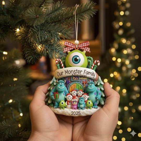 Personalized Monsters Inc. Family Christmas Acrylic Ornament