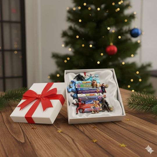 Disney & Marvel Book Stack Ornament, Personalized Marvel Pixar Christmas Gift