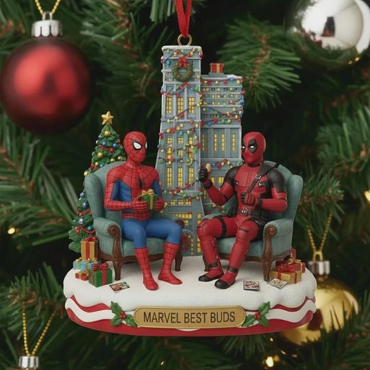 Personalized Marvel Spiderman Ornament, Personalized Marvel Avengers Ornament, Spiderman Besties Christmas Ornament, Heroes Xmas Keepsake
