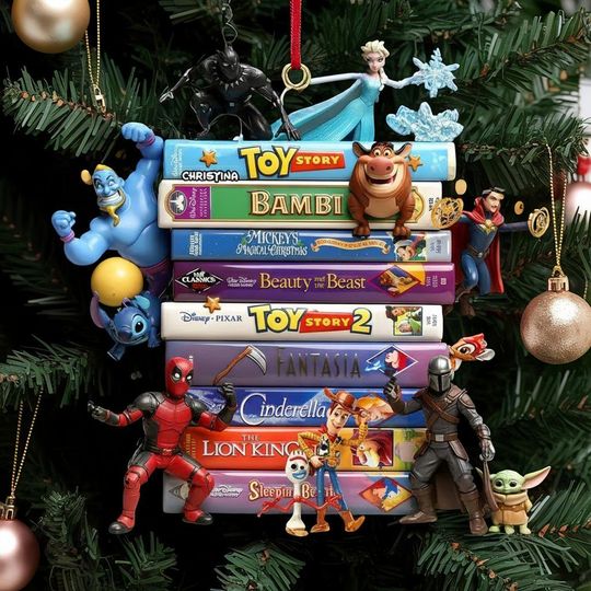 Disney & Marvel Book Stack Ornament, Personalized Marvel Pixar Christmas Gift
