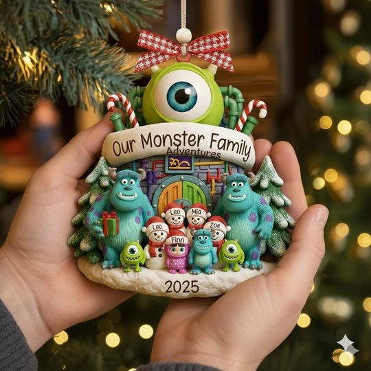 Personalized Monsters Inc. Family Christmas Acrylic Ornament