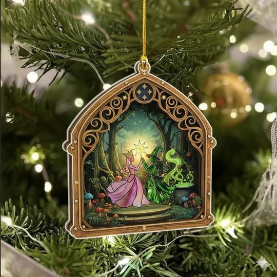 Wicked Witch Acrylic Christmas Ornament: Elphaba & Glinda Keepsake