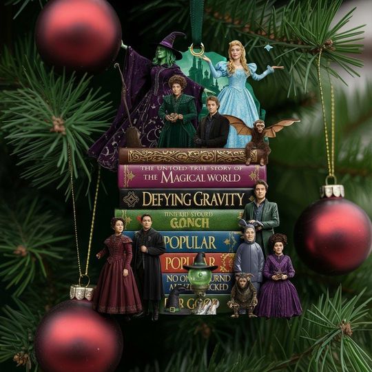 Wicked Book Musical Ornament, Elphaba Glinda Book Stack Keepsake