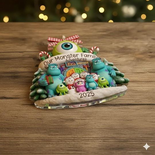Personalized Monsters Inc. Family Christmas Acrylic Ornament