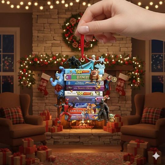 Disney & Marvel Book Stack Ornament, Personalized Marvel Pixar Christmas Gift