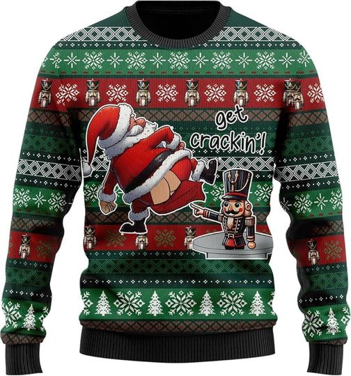 You Crack Me Up Nutcracker Christmas Ugly Sweater, Funny Holiday Jumper, Cozy Winter Sweatshirt