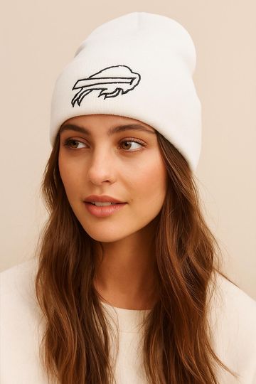 White Buffalo Bills Knit Beanie | Embroidered Logo