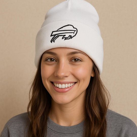White Buffalo Bills Knit Beanie | Embroidered Logo