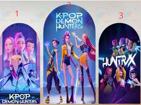 Kpop Demons Hunters Arch Backdrop Cover Backdrop, Birthday Backdrop