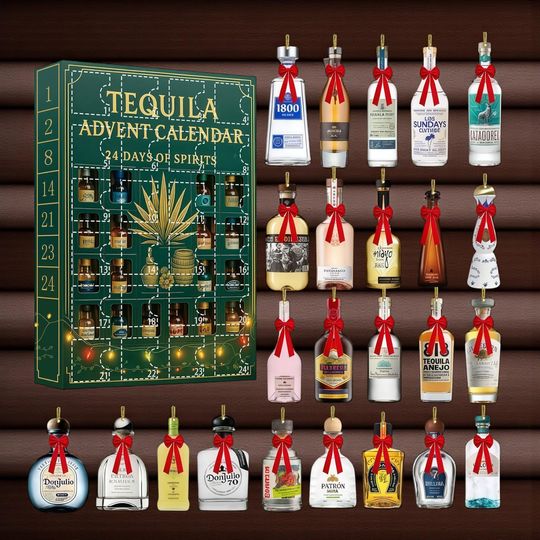 2D Acrylic Tequila Advent Calendar Display Box | Agave Spirits Christmas Countdown (Empty)