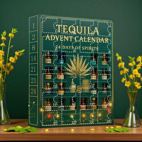 2D Acrylic Tequila Advent Calendar Display Box | Agave Spirits Christmas Countdown (Empty)