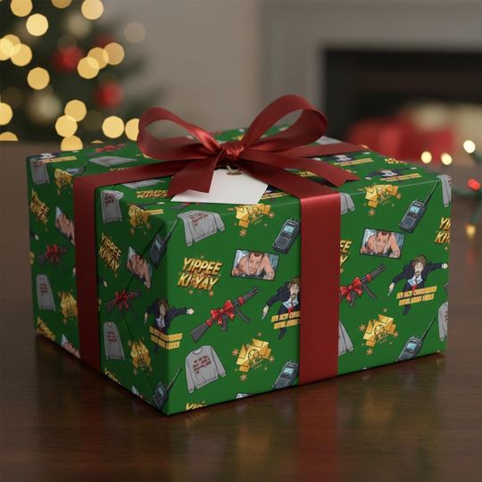 Die Hard Christmas Wrapping Paper, 80s Action Movie Gift Wrap