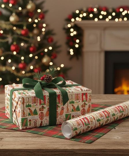 Marcus The Worm Christmas Wrapping Paper, Funny Gift Wrap