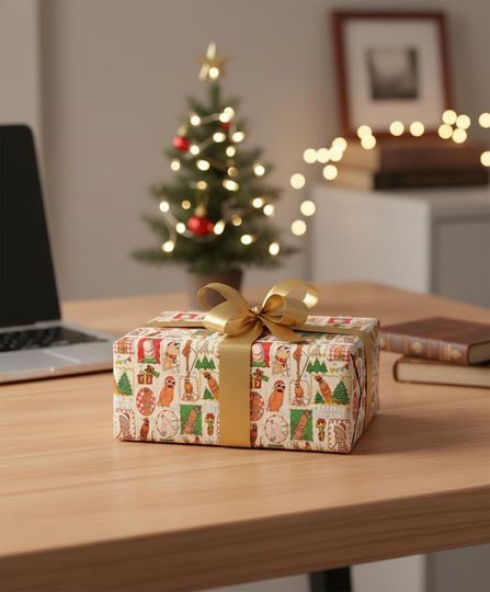 Marcus The Worm Christmas Wrapping Paper, Funny Gift Wrap