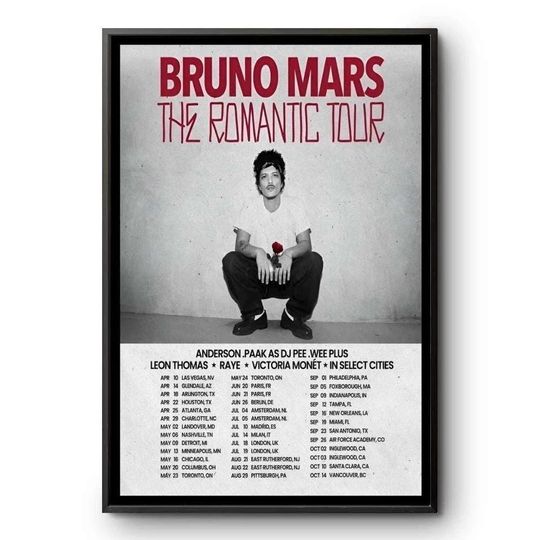 Bruno Mars The Romantic Tour 2026 Poster Wall Art