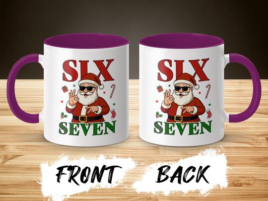 Funny Santa Claus Coffee Mug, Six Seven, Christmas Gift