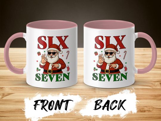 Funny Santa Claus Coffee Mug, Six Seven, Christmas Gift