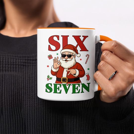 Funny Santa Claus Coffee Mug, Six Seven, Christmas Gift