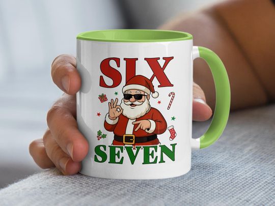 Funny Santa Claus Coffee Mug, Six Seven, Christmas Gift