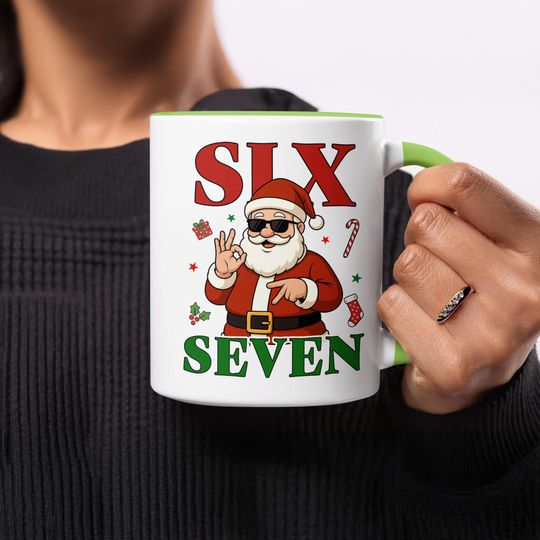 Funny Santa Claus Coffee Mug, Six Seven, Christmas Gift