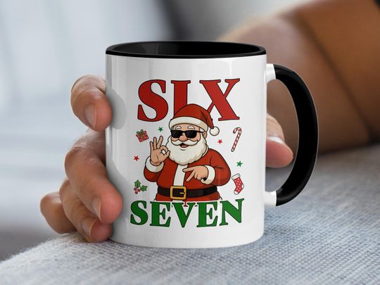 Funny Santa Claus Coffee Mug, Six Seven, Christmas Gift