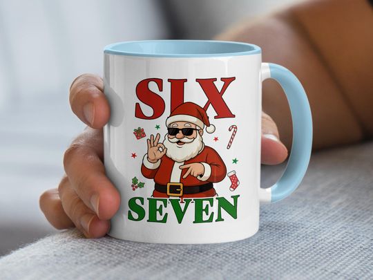 Funny Santa Claus Coffee Mug, Six Seven, Christmas Gift
