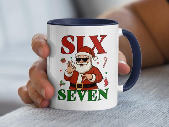 Funny Santa Claus Coffee Mug, Six Seven, Christmas Gift