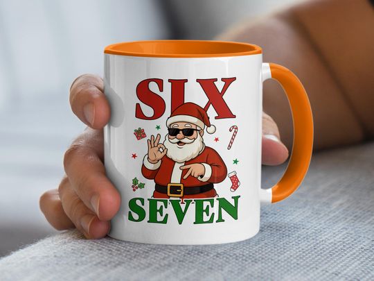 Funny Santa Claus Coffee Mug, Six Seven, Christmas Gift