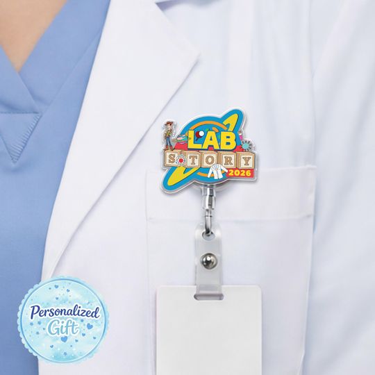 Lab Week 2026 Toy Story Badge Reel, Lab Story Disney Pixar ID Holder, Cute Retractable Badge Gift for Lab Tech MLS MLT SMTN01